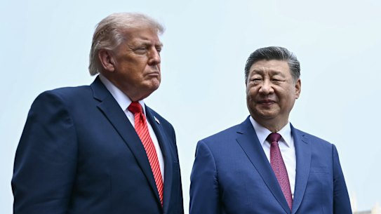 Trump e Xi em Pequim na quinta-feira.
