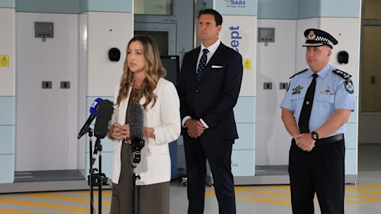 Minister for youth justice and corrective services Laura Gerber with police minister Dan Purdie at the opening of the Wacol Youth Remand Centre on Saturday morning. 