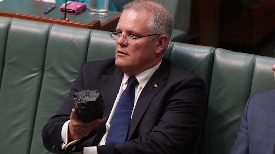 PM Scott Morrison with a lump of coal.