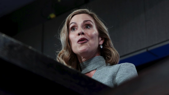 Julie Inman Grant, Australia’s eSafety Commissioner, addresses the National Press Club of Australia in Canberra.