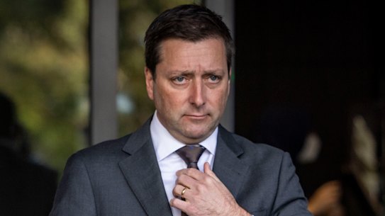 State Opposition Leader Matthew Guy speaks to media at state parliament on Tuesday morning.