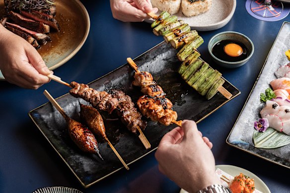 It's all about skewers and proteins grilled slowly over binchotan charcoal at Robata.