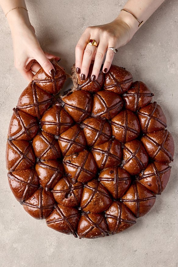 The chocolate hot cross bun wheel from Norma's Deli. 