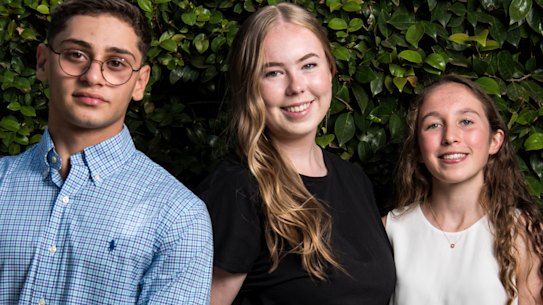 Trinity Grammar student Christyon Hayek and Redlands students Isabel Binnekamp and Lindsay McNeil.