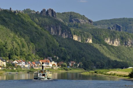 The Elbe and its sandstone massif.