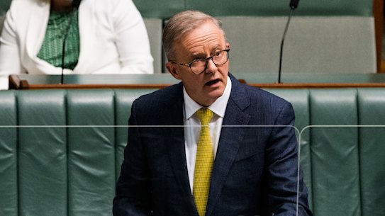 Opposition Leader Anthony Albanese speaks during debate on the religious discrimination bill.