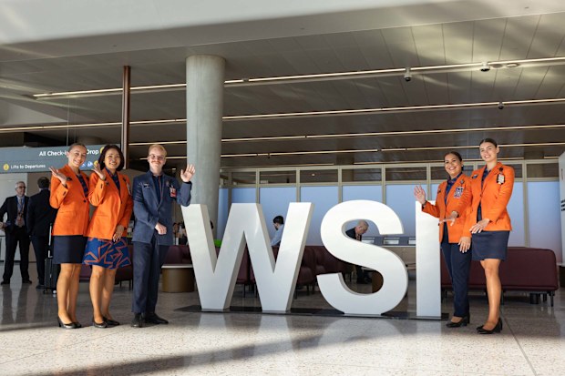Crew gear up for the historic Jetstar take off at Western Sydney International.