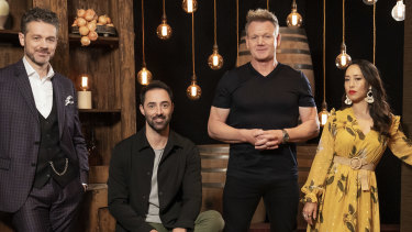 Here come the judges: Jock Zonfrillo, Andy Allen, guest Gordon Ramsay and Melissa Leong in the new-look MasterChef.