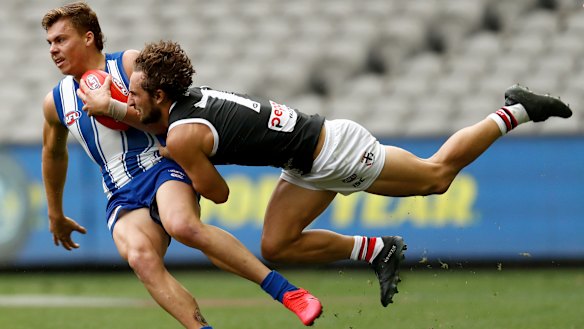 Action from Marvel Stadium on Sunday.