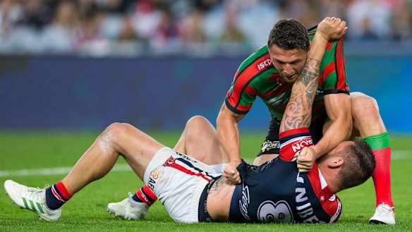 Sam Burgess was suspended for a hair pull during the final round regular season clash against the Roosters.