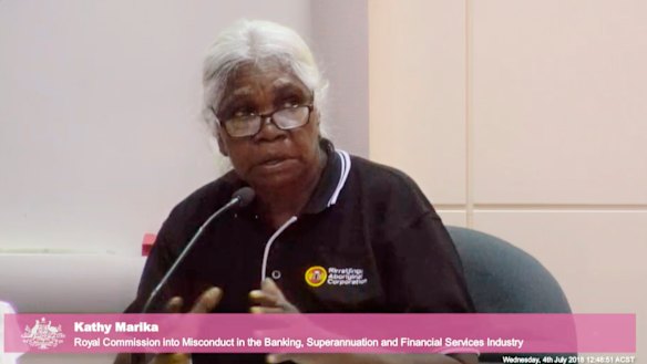 Kathy Marika at the royal commission in Darwin.