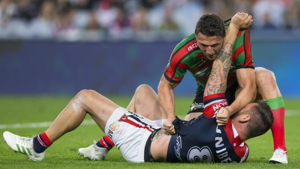 Sam Burgess was suspended for a hair pull during the final round regular season clash against the Roosters.