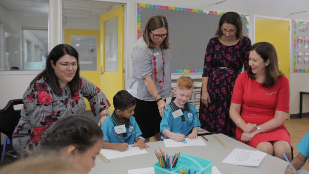 Education Minister Grace Grace (left), pictured with Premier Annastacia Palaszczuk (right), is urging more people to become teachers. 
