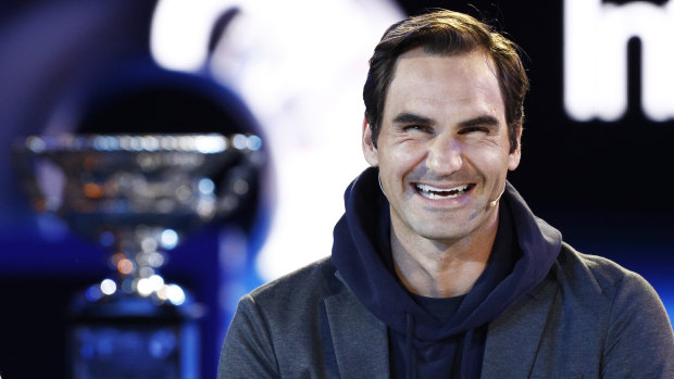 Roger Federer at the draw for the Australian Open.