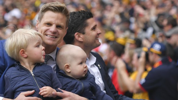 Nick Riewoldt and sons in the 2017 grand final motorcade.
