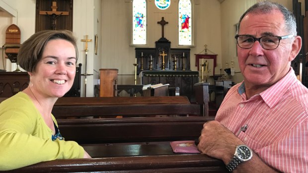 Canon David Garland's great-nephew, David Ratcliff, and his daughter, Liz Binks, from Britain are overwhelmed by Brisbane's support of Anzac Day, which their ancestor helped begin.