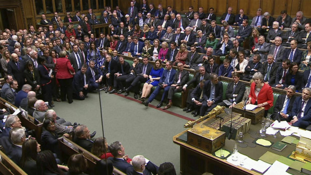 Theresa May addresses Parliament.