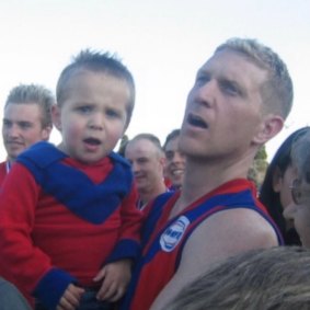 A Port Melbourne Colts fanatic from the beginning: A young Charlie Clarke with dad Jason.