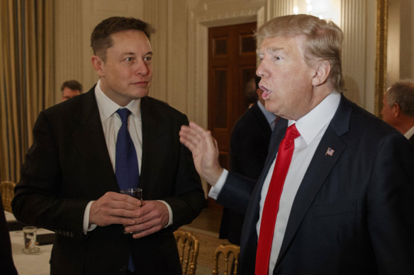 Trump and Musk at the White House in 2017 when the former was president.