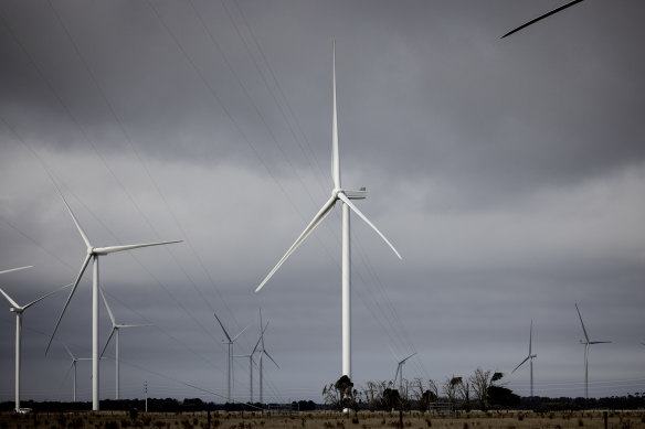 Wind turbines near Mortlake. 