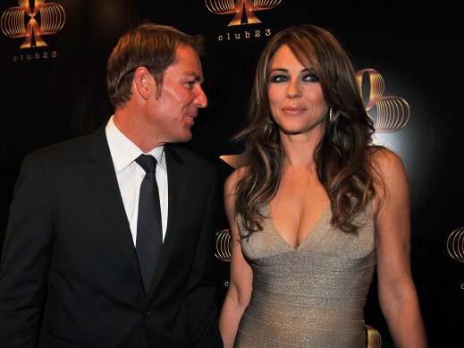 Those were the days: Warne and his ex fiancee Liz Hurley in 2011.