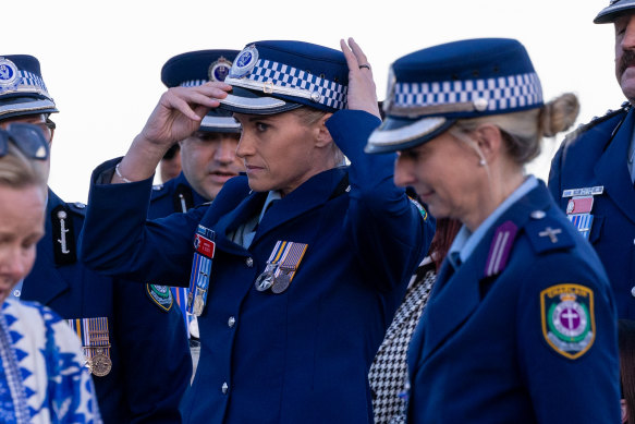 Amy Scott at the Bondi vigil. The NSW Police inspector shot knife attacker Joel Cauchi dead.