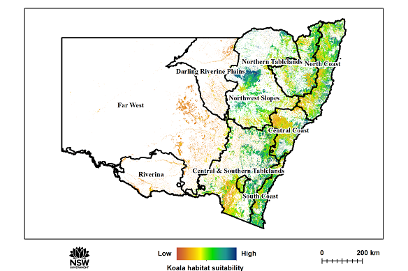 The NSW government has released detailed maps on koala habitat.