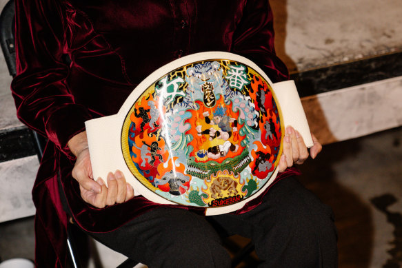 The Sukeban championship belt, which was created by Marc Newson, an Australian industrial designer.