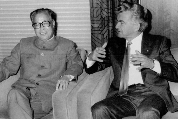 April 18, 1983: Chinese premier Zhao Ziyang and prime minister Bob Hawke chat at Parliament House in Canberra.