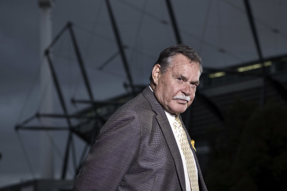 Footballing legend, former Melbourne champion, Carlton captain-coach, North Melbourne coach, and Sydney coach and board member Ron Barassi outside the MCG in 2009.