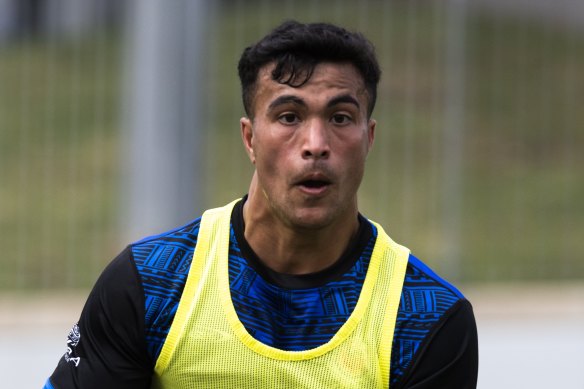Joseph Suaalii training with Samoa in Sydney before he jetting out for the World Cup.