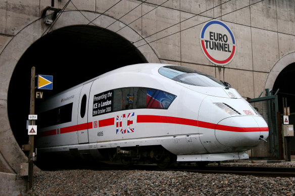 The entrance to the Channel Tunnel in France.