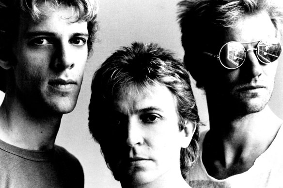 Where it all began. Sting, right, with fellow members of The Police, Stewart Copeland, left, and Andy Summers.