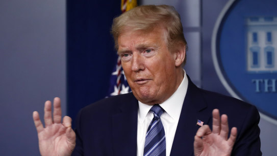 US President Donald Trump walked out of the White House briefing without taking questions from reporters. 