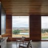 The new Delatite cellar door provides sweeping views of the landscape.