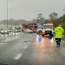 The crash on the Pacific Motorway at Beenleigh south of Brisbane. 