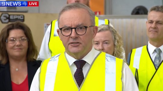 Prime Minister Anthony Albanese speaks on Qantas upgrades at a press conference.