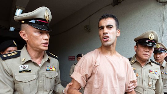 Hakeem al-Araibi leaving court in Bangkok, Thailand. 