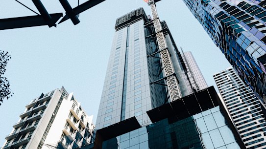 Built's closed Scape student accommodation site at 99 Franklin Street in Melbourne on Monday.