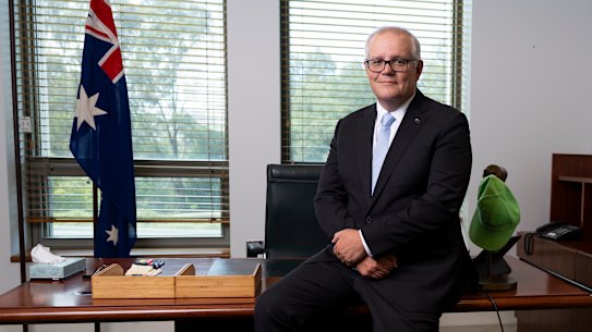 Former prime minister Scott Morrison in his parliament house office on Monday, February 26. 
