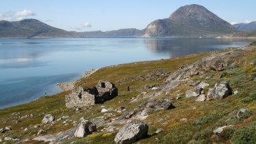 The ruins of the Hvalsey Church, part of an abandoned Viking colony, in southern Greenland.
