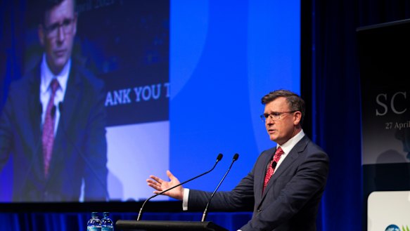 Federal Education Minister Alan Tudge addresses the Schools Summit.