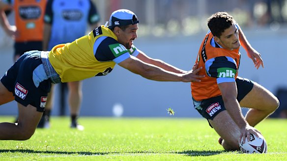 Pressure's on: New Blues halves Cody Walker, left, and Nathan Cleary.