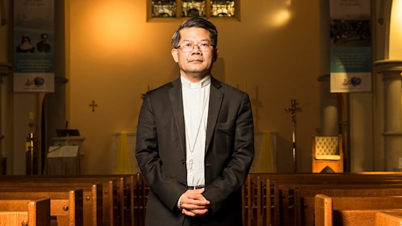 Vincent Long Van Nguyen, pictured at Mary McKillop Chapel in North Sydney, has been the Bishop of Parramatta since 2018.