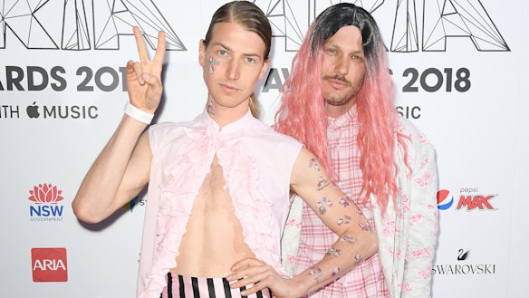 Christian Wilkins (L) and Andrew Kelly on the red carpet.