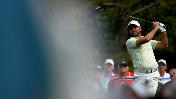 Jason Day tees off during the second round at the Masters.
