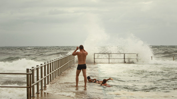 Collaroy Beach was closed due to severe conditions, meaning some stayed in the ocean pool.