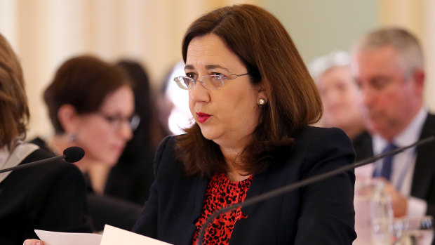 Queensland Premier Annastacia Palaszczuk speaks during estimate hearings on Tuesday.