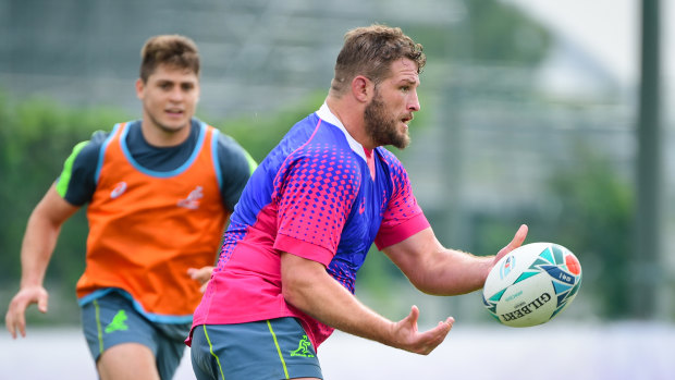 James Slipper sweating it out at Wallabies training in Japan. 