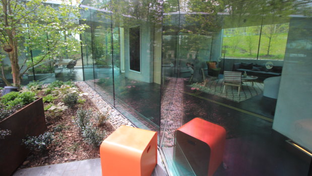 The garden Lily Jencks designed for the Maggie's Centre in Glasgow. Dutch architect Rem Koolhaas designed the building.